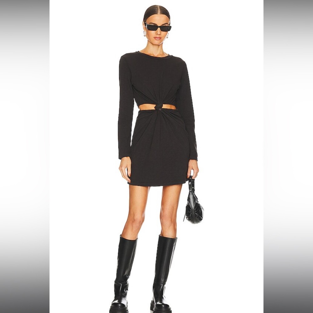 NWT- LNA Revolve Long Sleeve Devon Twist Dress in Pirate Black